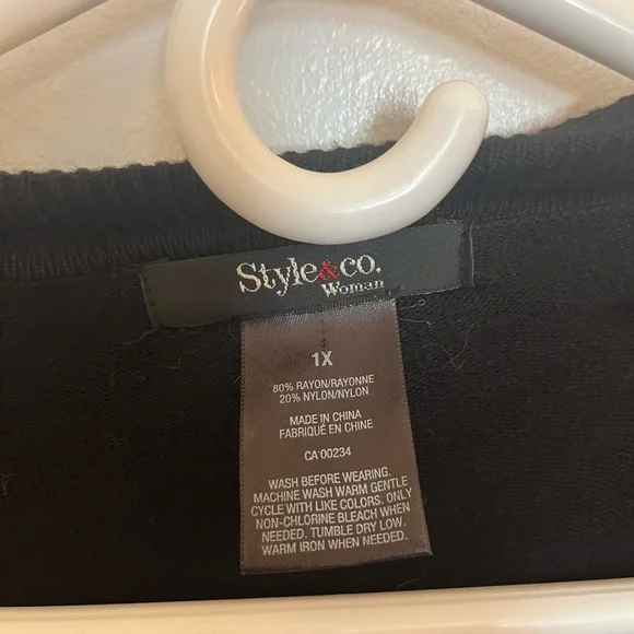 Style & Co. Black Ruffle-Front Cardigan - Picture 2 of 3